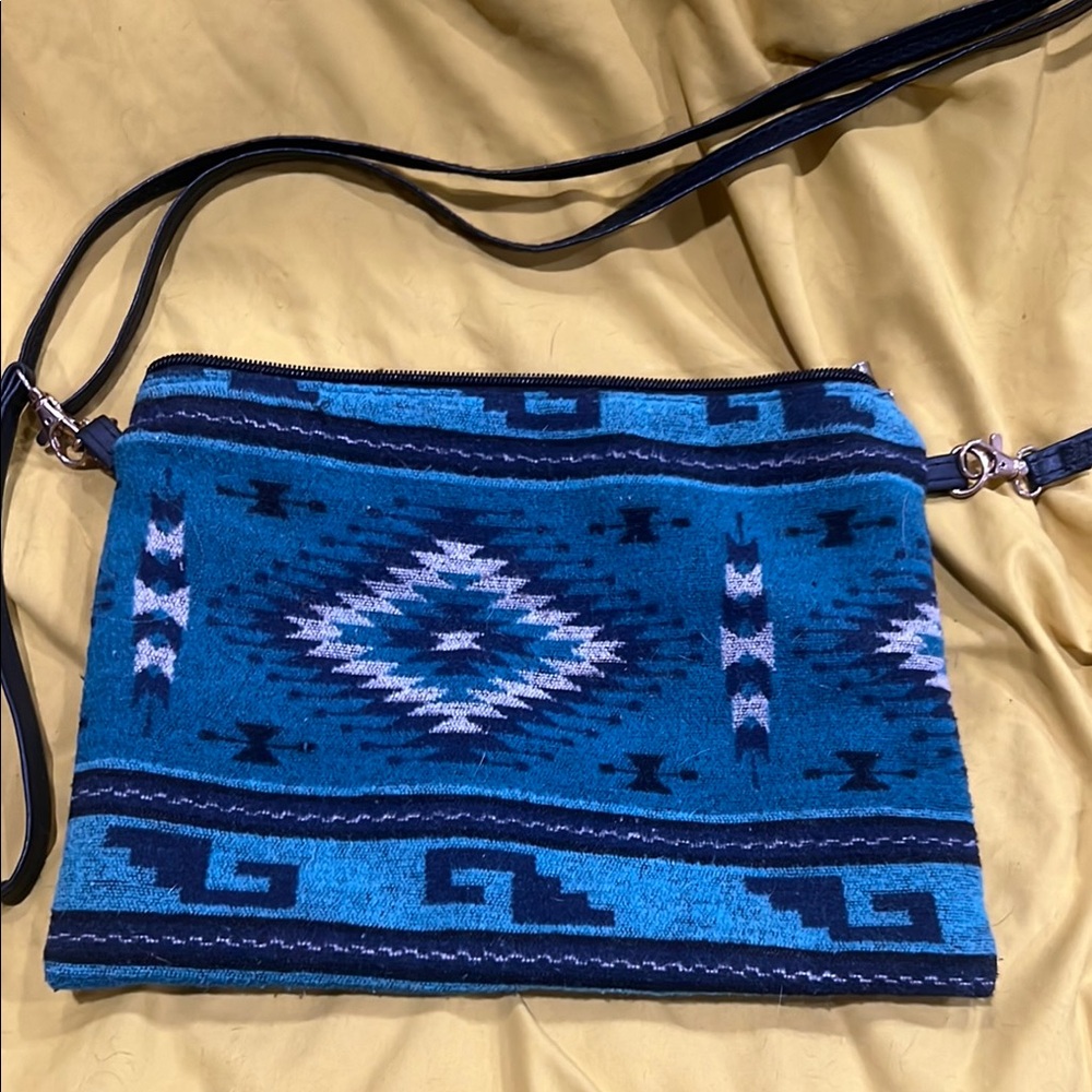 Vibrant Blue Geometric Crossbody Bag
